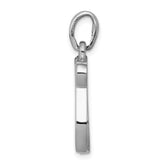 14K White Gold Chai Life Pendant with Polished Rhodium Finish Elegant Solid Design